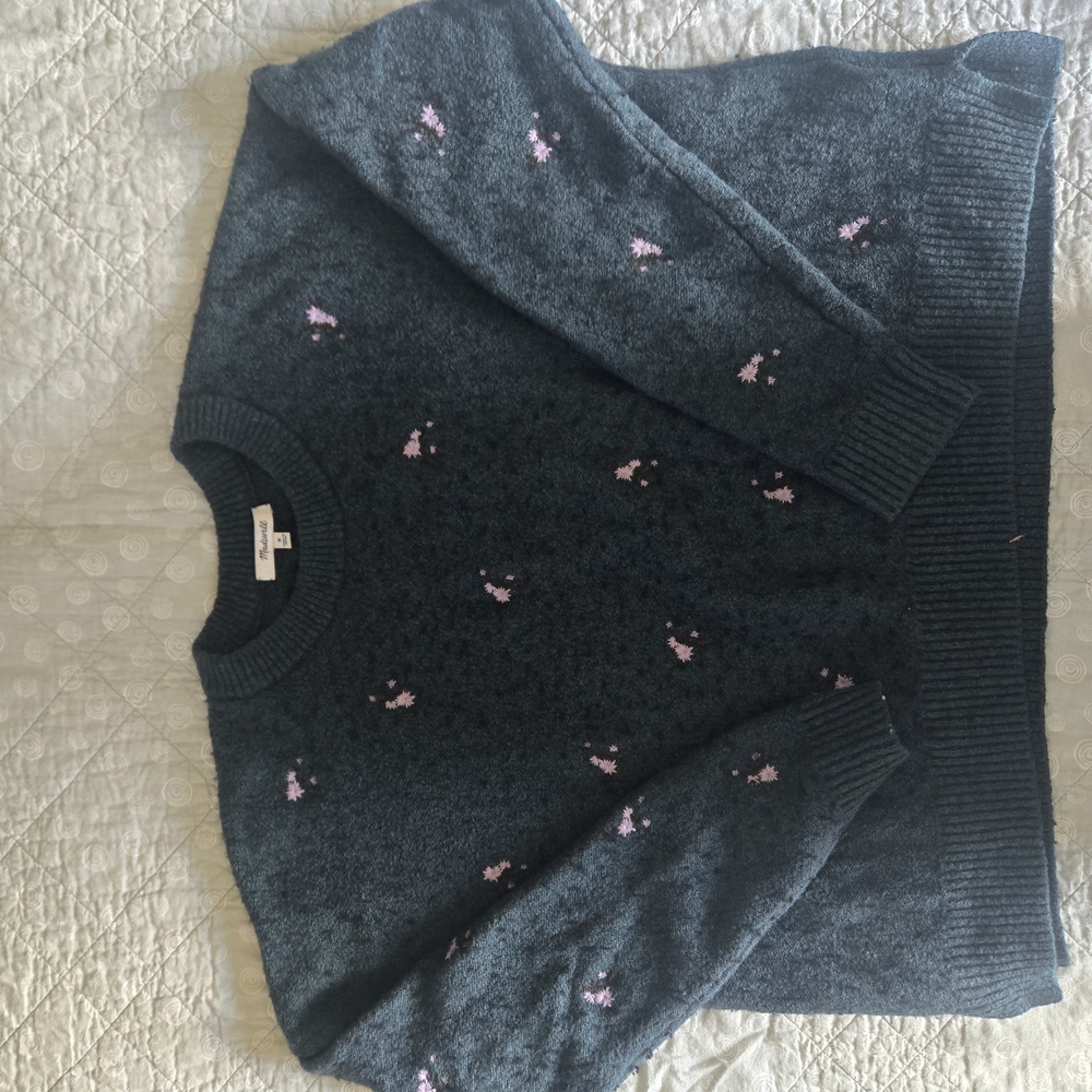 Madewell Dark Gray Sweater with Pink Accents